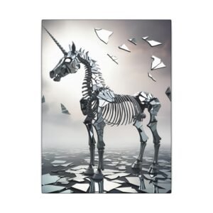 Broken Glass Unicorn Skeleton Canvas 9x12"