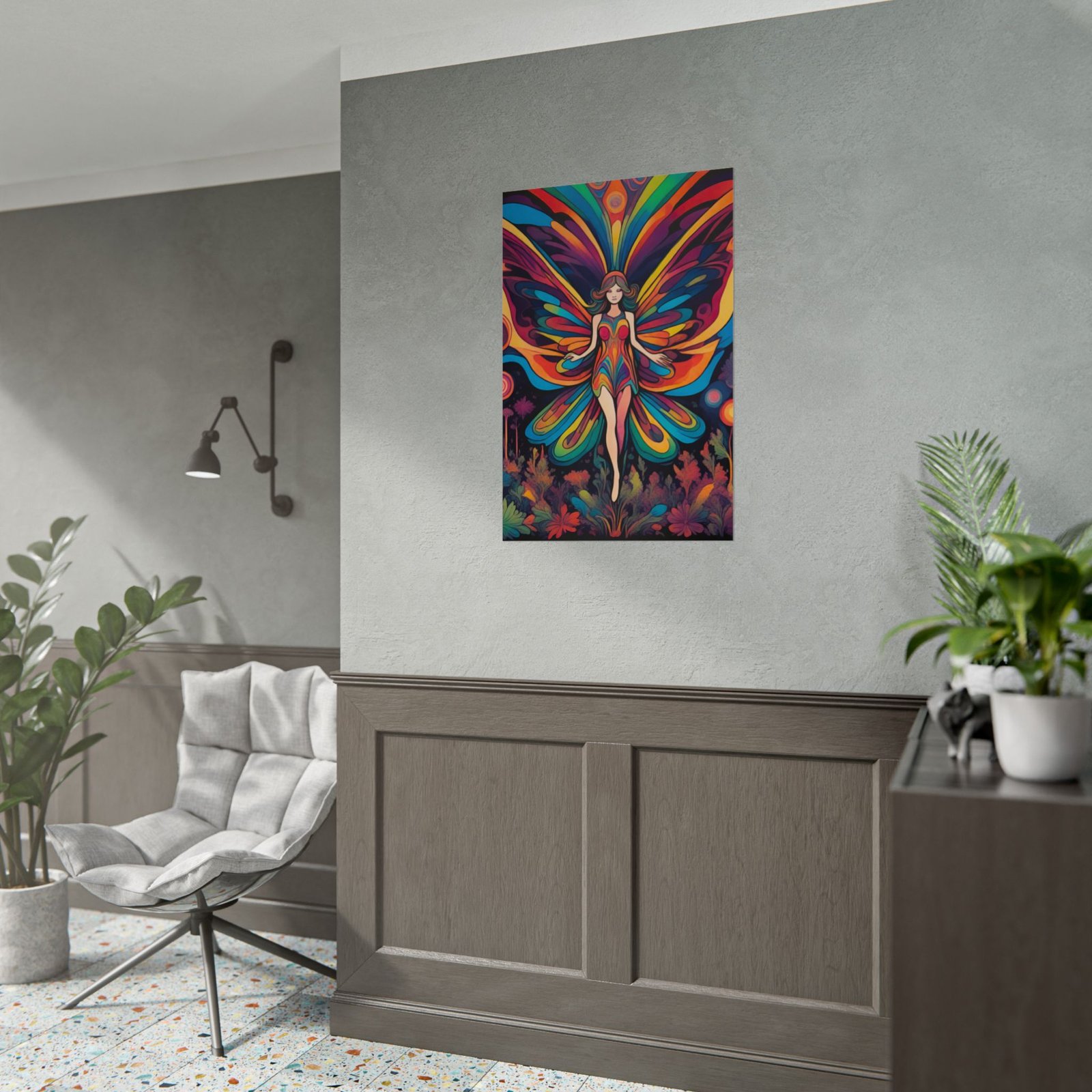 IS_6561 Psychedelic Butterfly Fairy Rolled Poster — Rainbow Boho Wall Art - Image 5