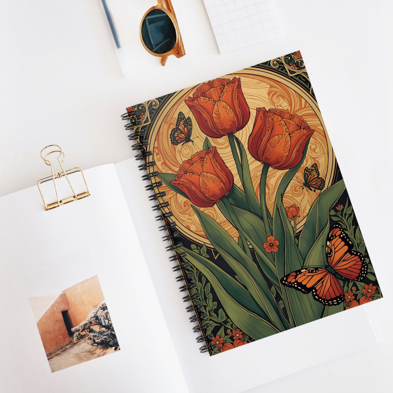 IS_6261 Tulip & Monarch Spiral Notebook - Image 5