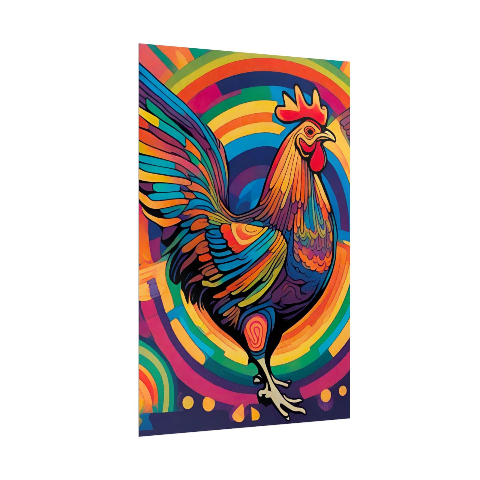 IS_6547 Psyhsdrelic Rooster Rolled Poster - Vibrant Pop Art Farm Wall Decor - Image 3