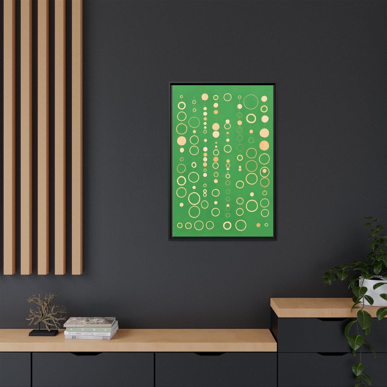 Supermatism Green Abstract Bubble Canvas FRAMED 24x36" - Image 8