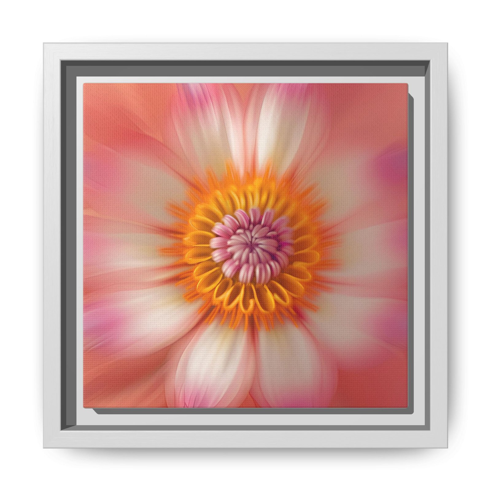 IS_4871 Framed Floral Burst Matte Canvas Wall Art — Pink & Peach Abstract Flower - Image 7