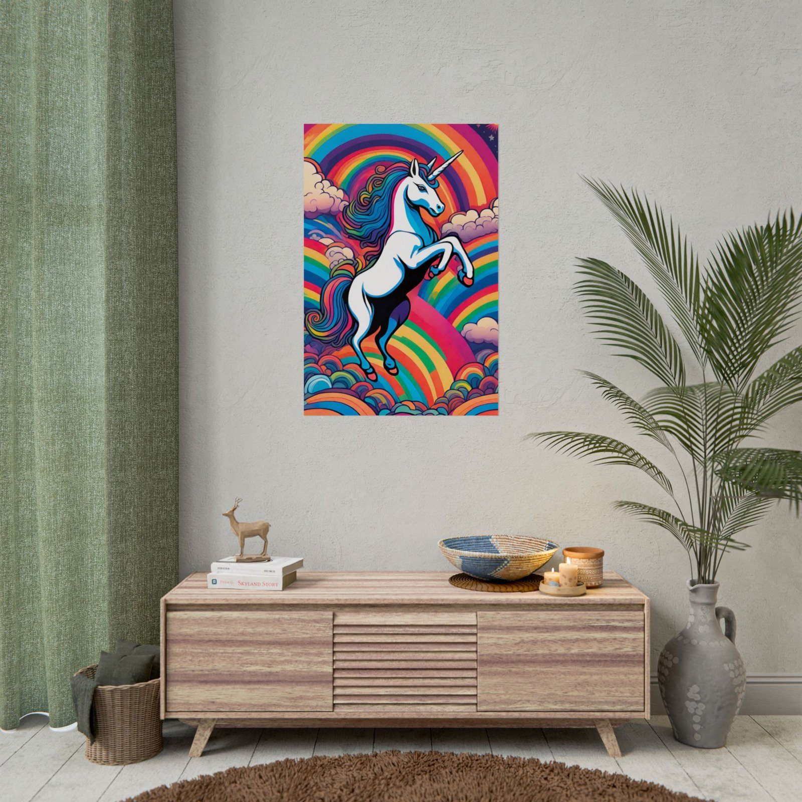 IS_6557 Psychadelic Unicorn Rolled Poster — Rainbow Magical Wall Art - Image 3