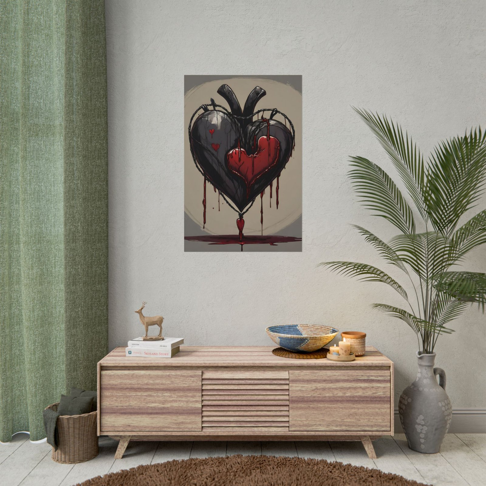 Gothic Dripping Black Heart Rolled Poster - Image 4