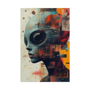 IS_6478 Futuristic Abstract Sci‑Fi Alien Portrait Rolled Poster