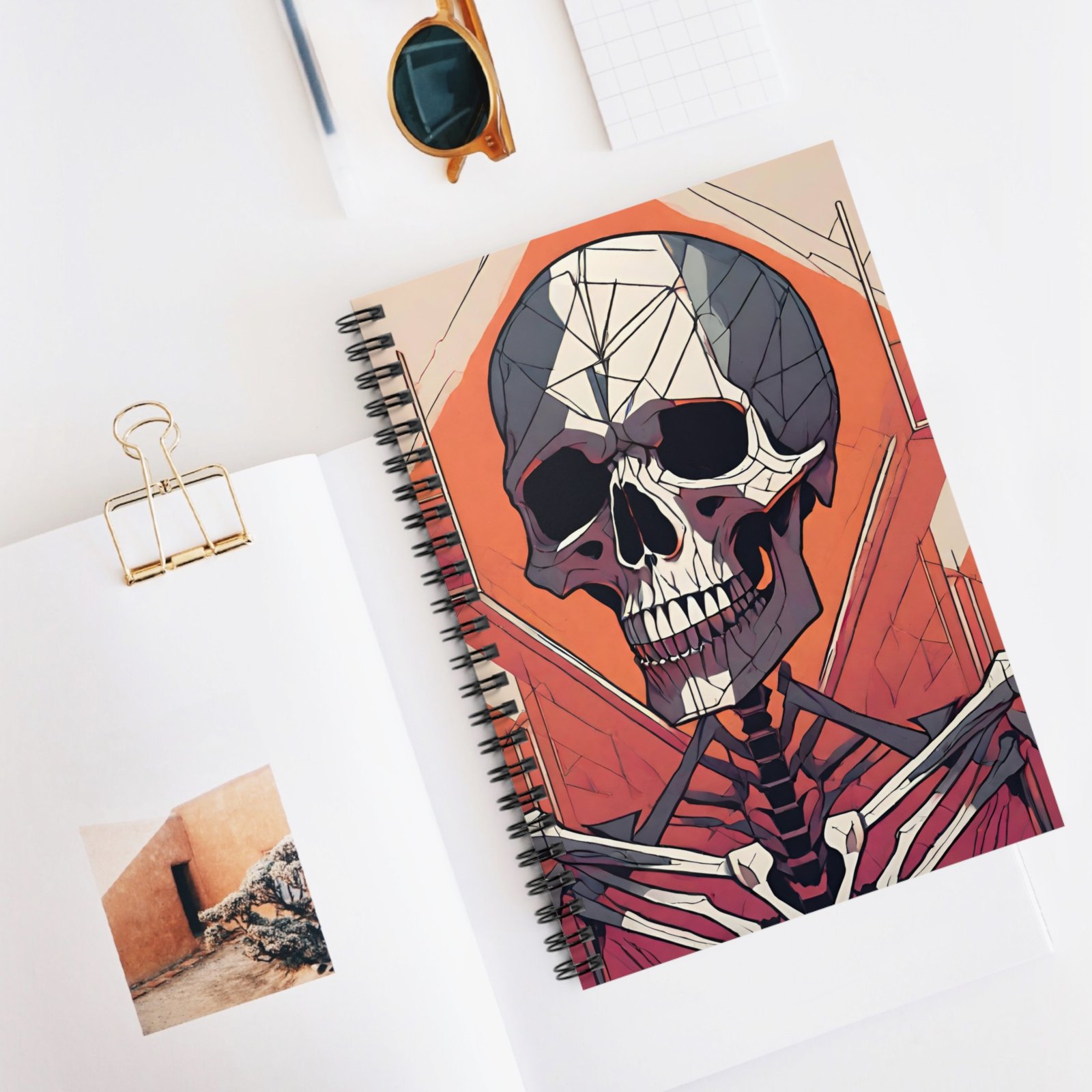 IS_3079 Geometric Skull Spiral Notebook - Image 5