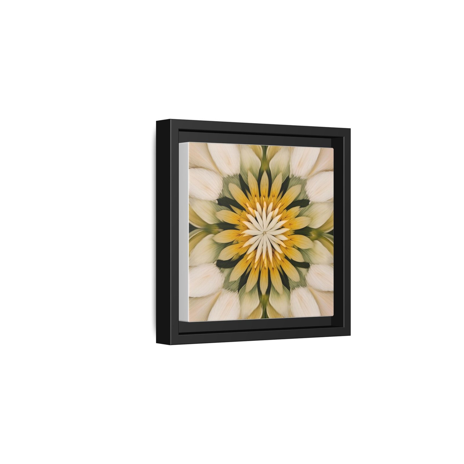 IS_4844 Kaleidoscope Floral Framed Canvas Art — Yellow & Cream Mandala - Image 2