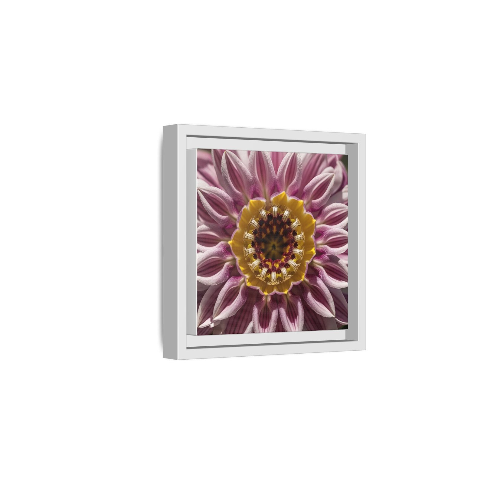 IS_4860 Framed Kaleidoscope Flower Matte Canvas Wall Art — Pink & Yellow Floral Mandala Print - Image 8
