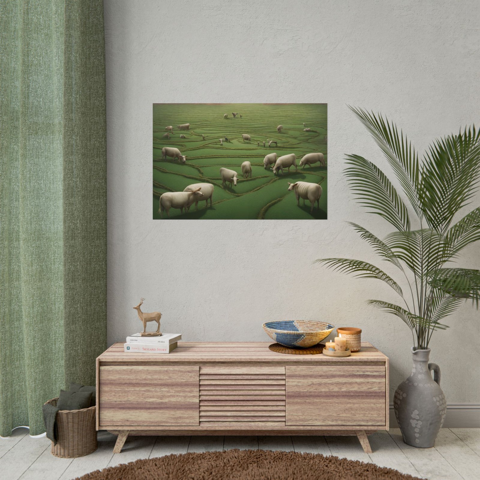 Serene Pastoral Farm Landscape Rolled Poster - Image 4