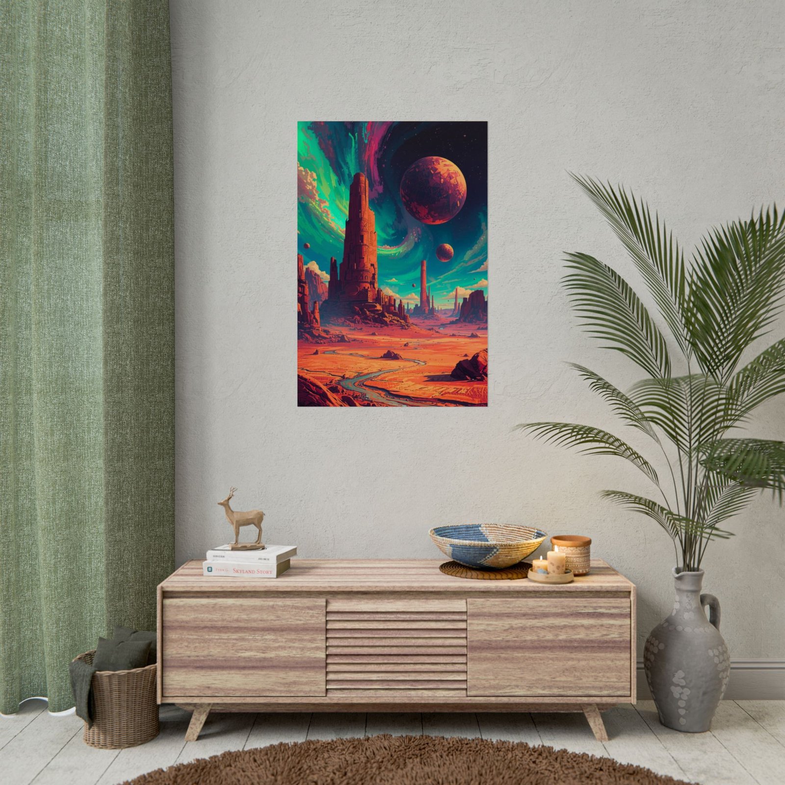 IS_6644 Sci‑Fi Landscape Rolled Poster — Retro Futuristic Alien Planet Art Print - Image 3