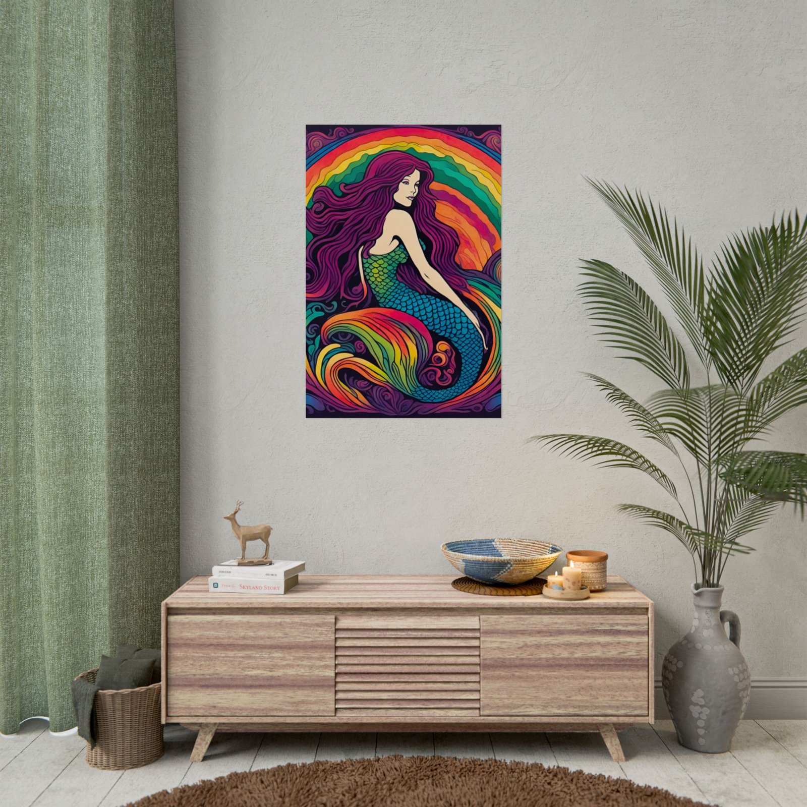 IS_6542 Psychedelic Rainbow Mermaid Rolled Poster - Image 3