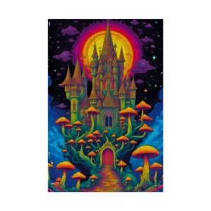 IS_6649 Psychedelic Castle Rolled Poster — Vibrant Fantasy Mushroom Art Print