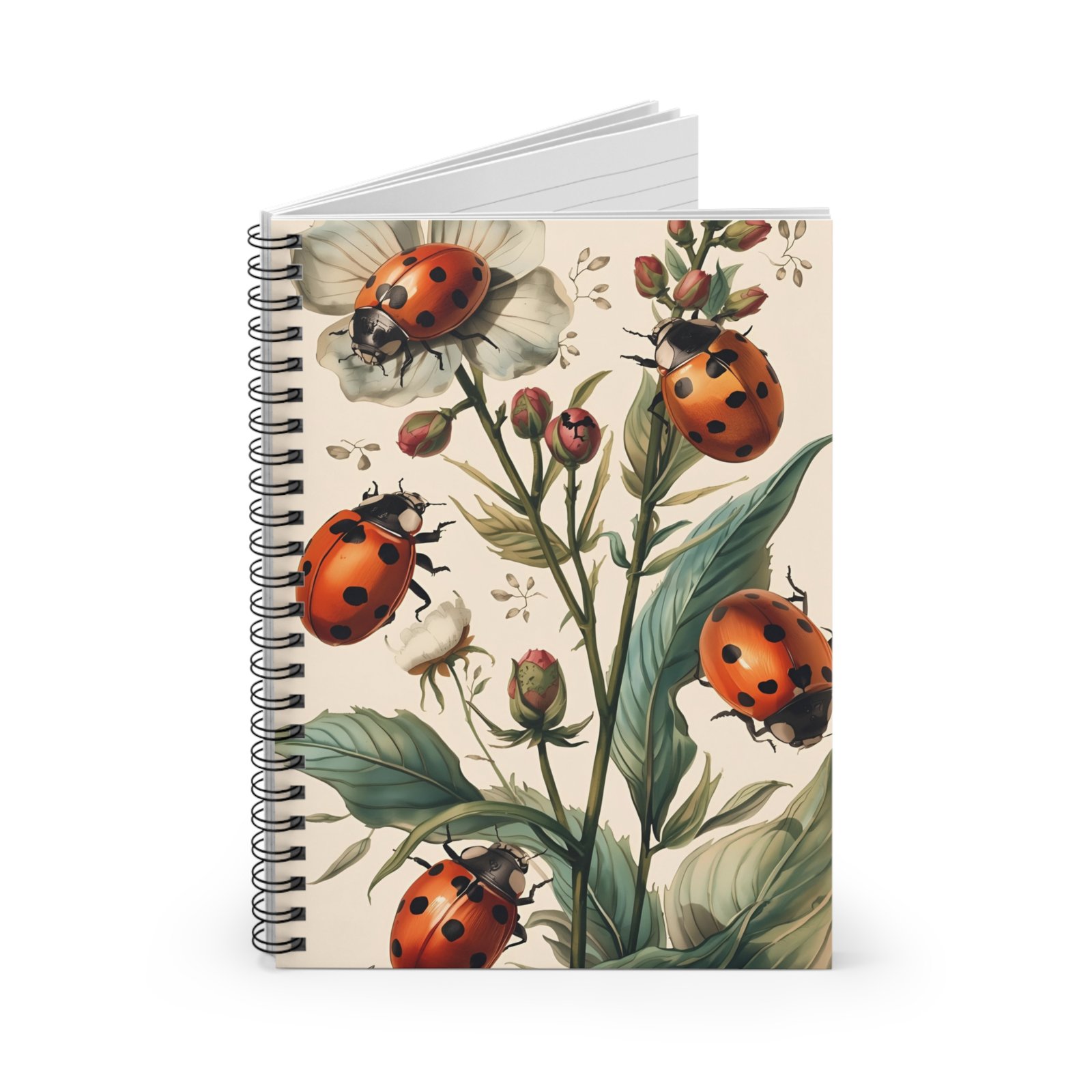 IS_6221 Ladybug Floral Spiral Notebook - Image 2