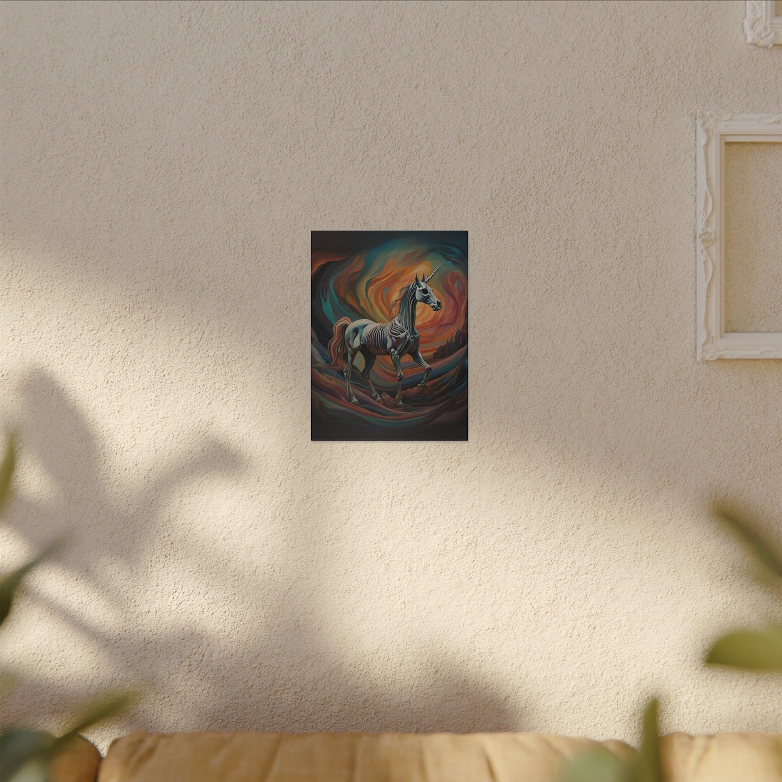 Surreal Unicorn Skeleton Canvas 9x12" - Image 2