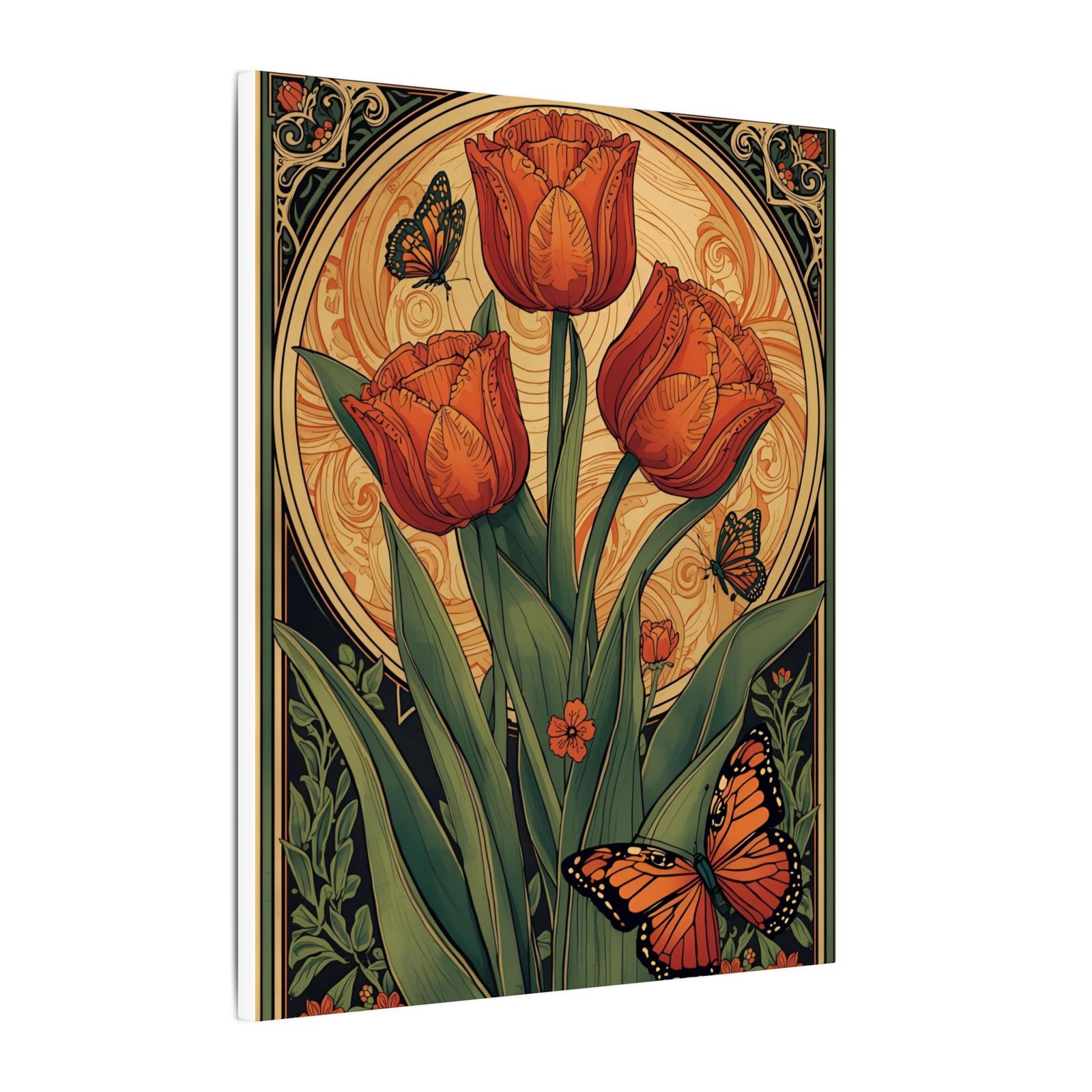 Vintage Tulip & Monarch Canvas Print 16x20" - Image 2