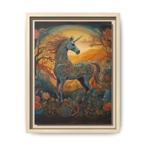 Mystical Unicorn Sunset Fantasy Canvas FRAMED 9x12"