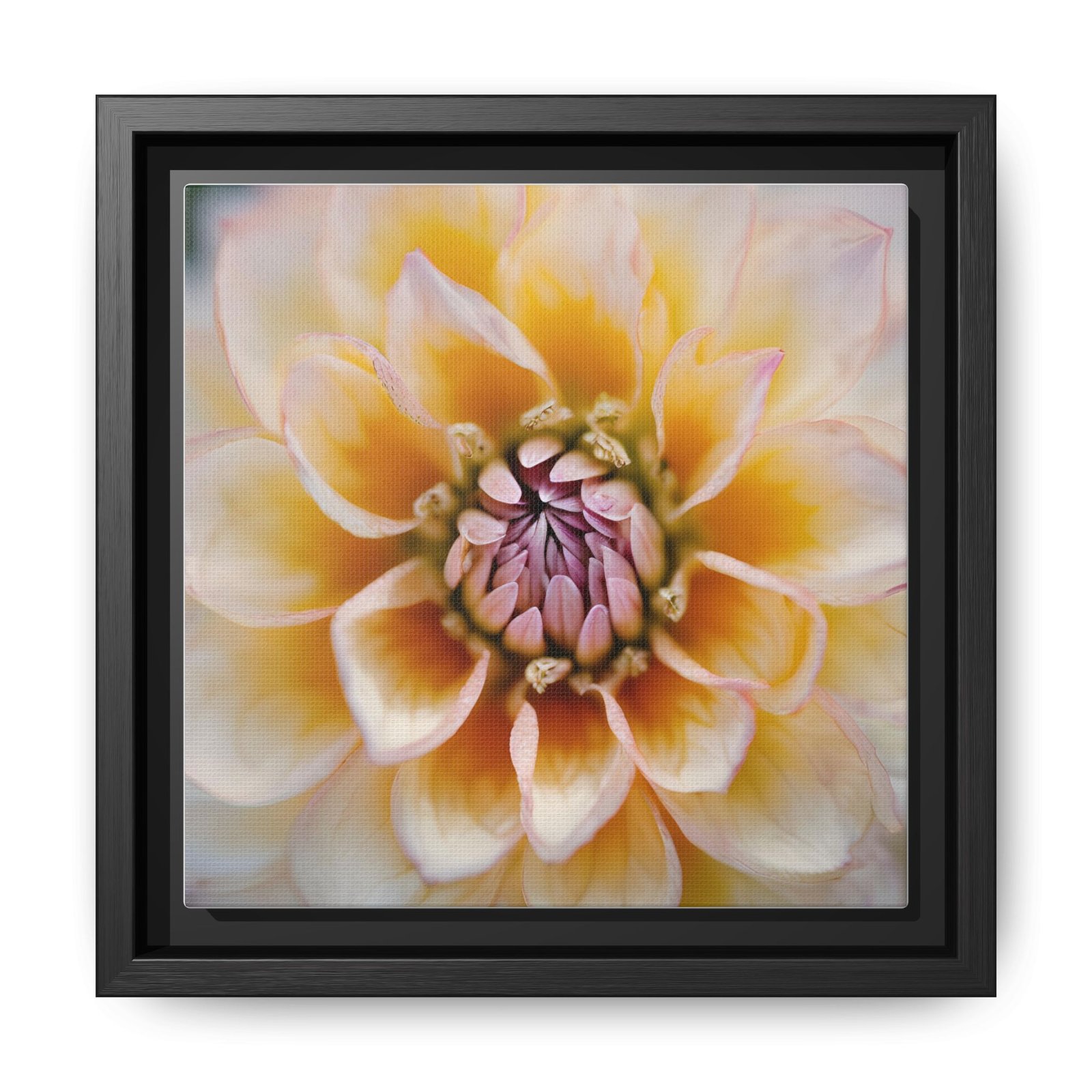 IS_4843 Framed Floral Canvas Art — Soft Yellow Dahlia Matte Print - Image 4