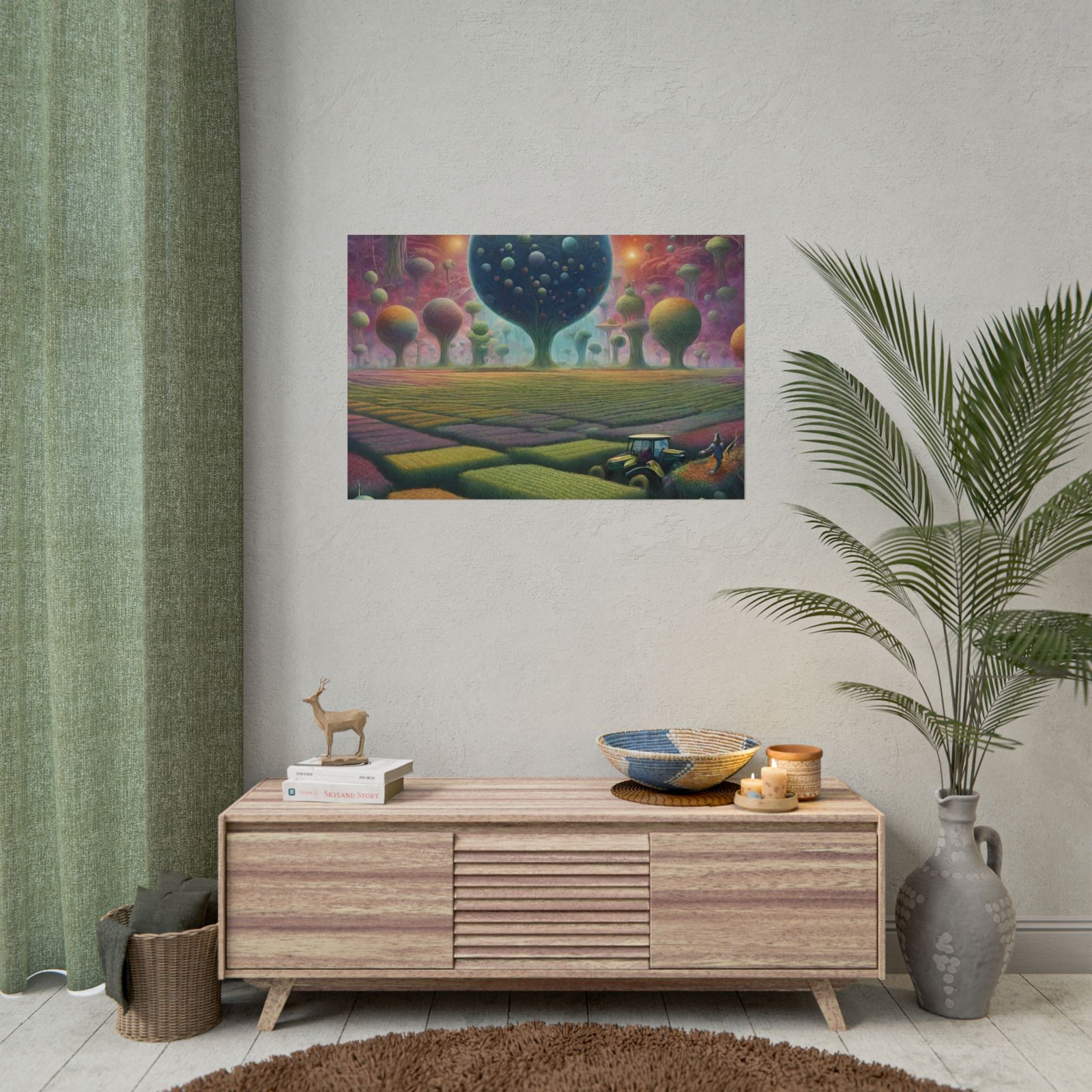 Abstract Farming Paradise Rolled Poster - Vibrant Nature Art for Home Décor - Image 2