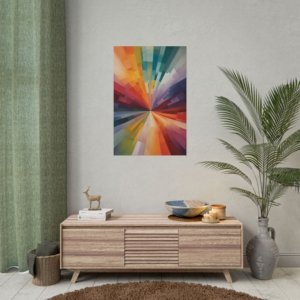 IS_3907 Vibrant Abstract Art Rolled Poster - Colorful Burst Wall Decor
