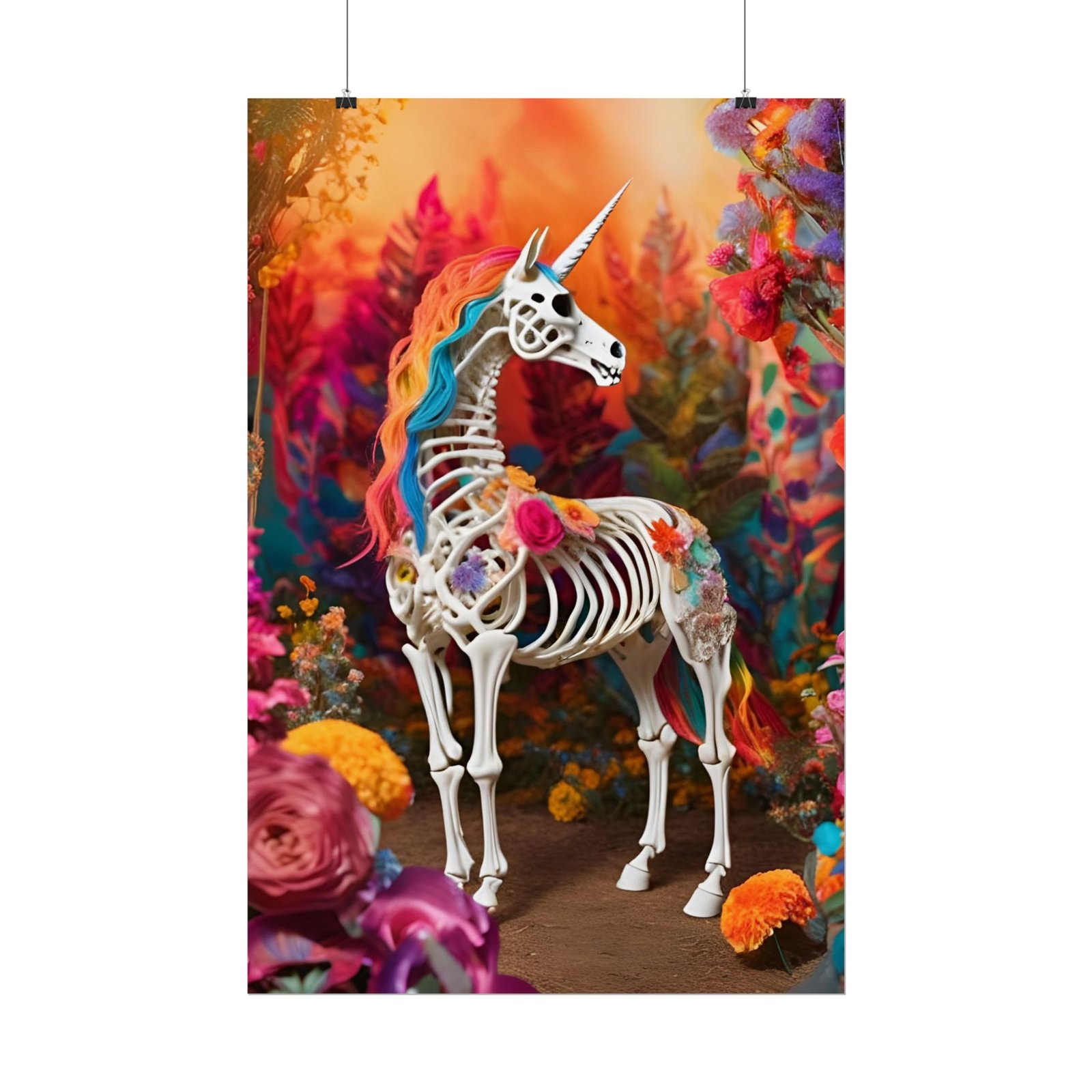 IS_4835 Vibrant Unicorn Skeleton Rolled Poster - Image 2