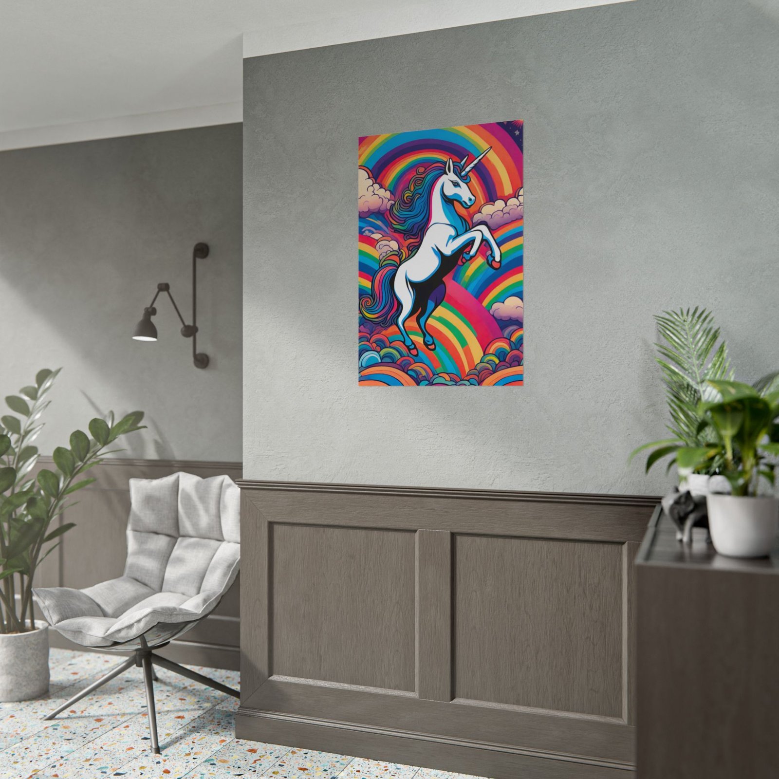 IS_6557 Psychadelic Unicorn Rolled Poster — Rainbow Magical Wall Art - Image 4