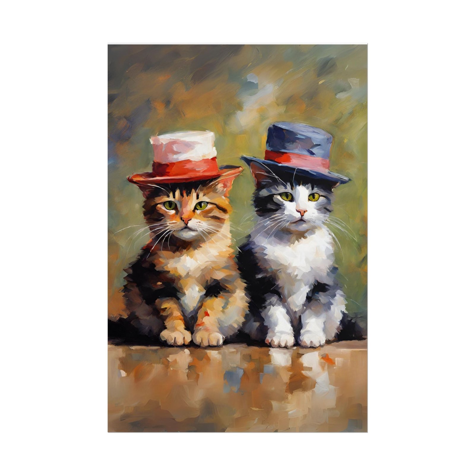 IS_639 Charming Cat Duo Rolled Poster - Vibrant Art for Cat Lovers - Image 5