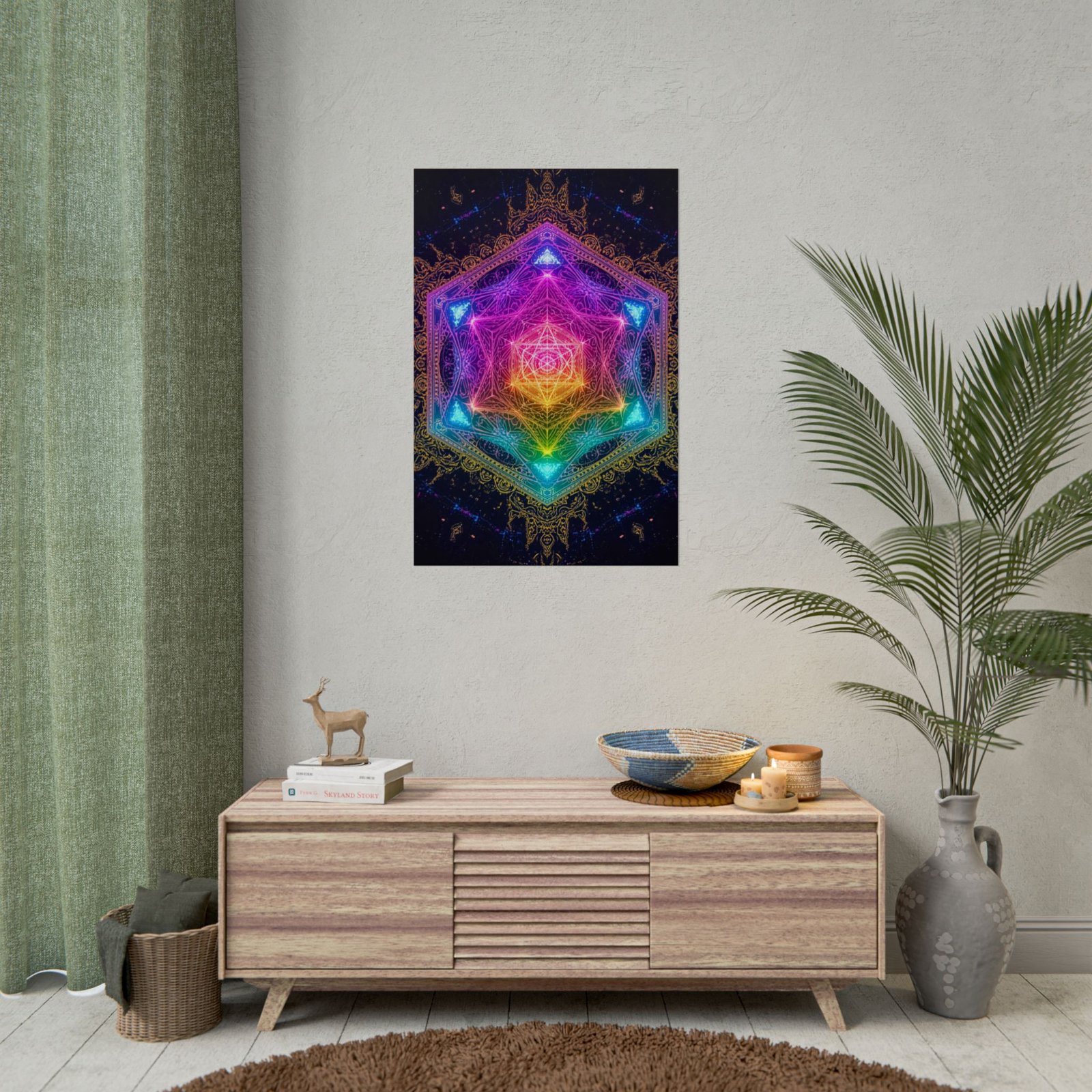 IS_6610 Psychedelic Sacred Geometry Rolled Poster – Rainbow Metatron Art Print - Image 3