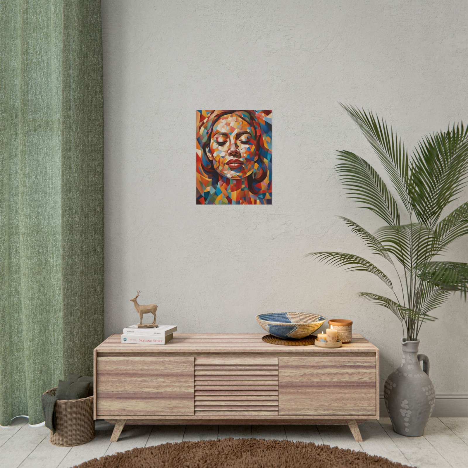 IS_3925 Vibrant Geometric Art Rolled Poster - Colorful Abstract Female Portrait - Image 7