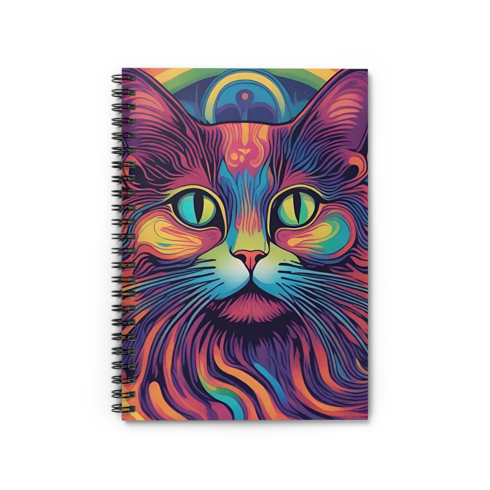 IS_1293 Psychedelic Cat Spiral Notebook - Image 2