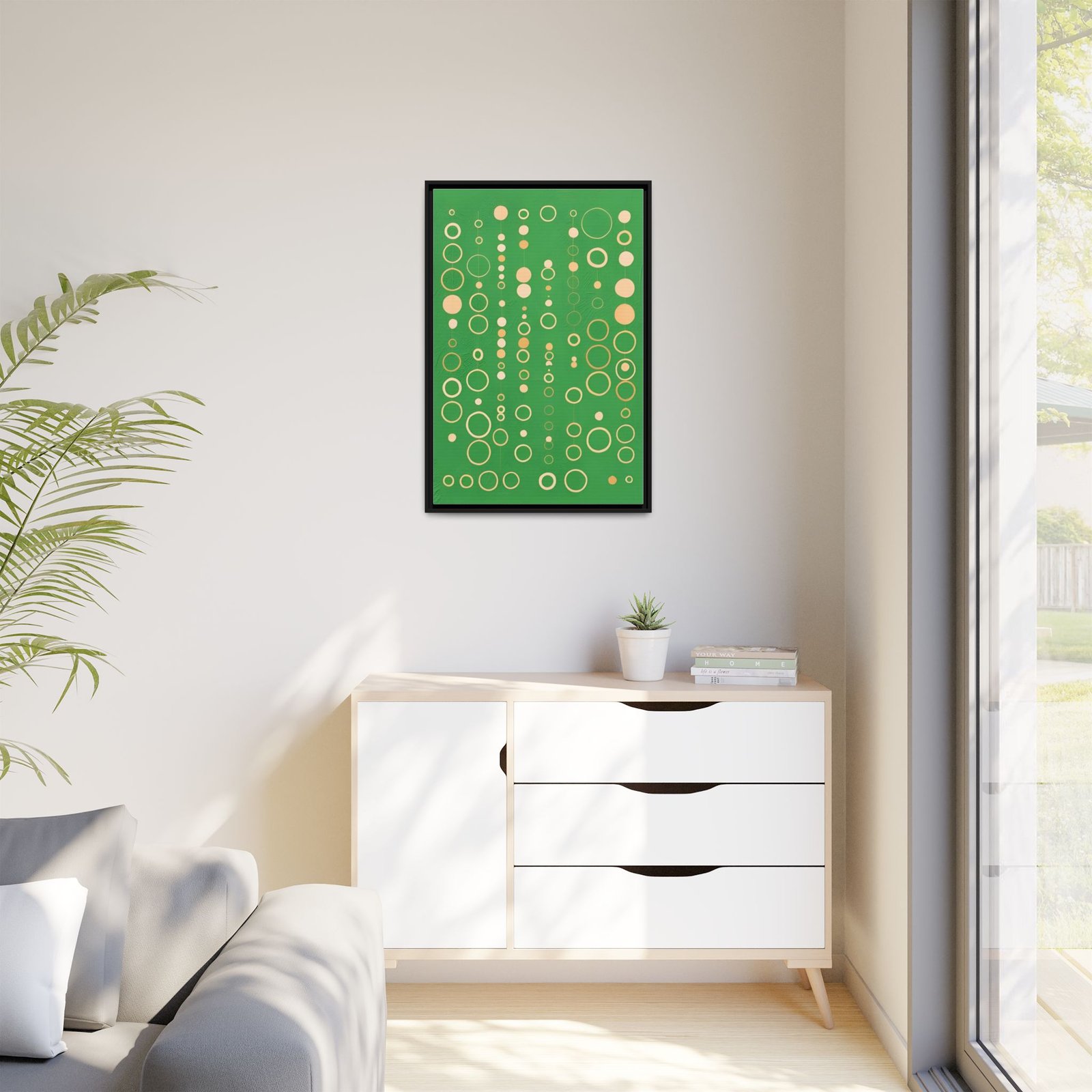 Supermatism Green Abstract Bubble Canvas FRAMED 24x36" - Image 7