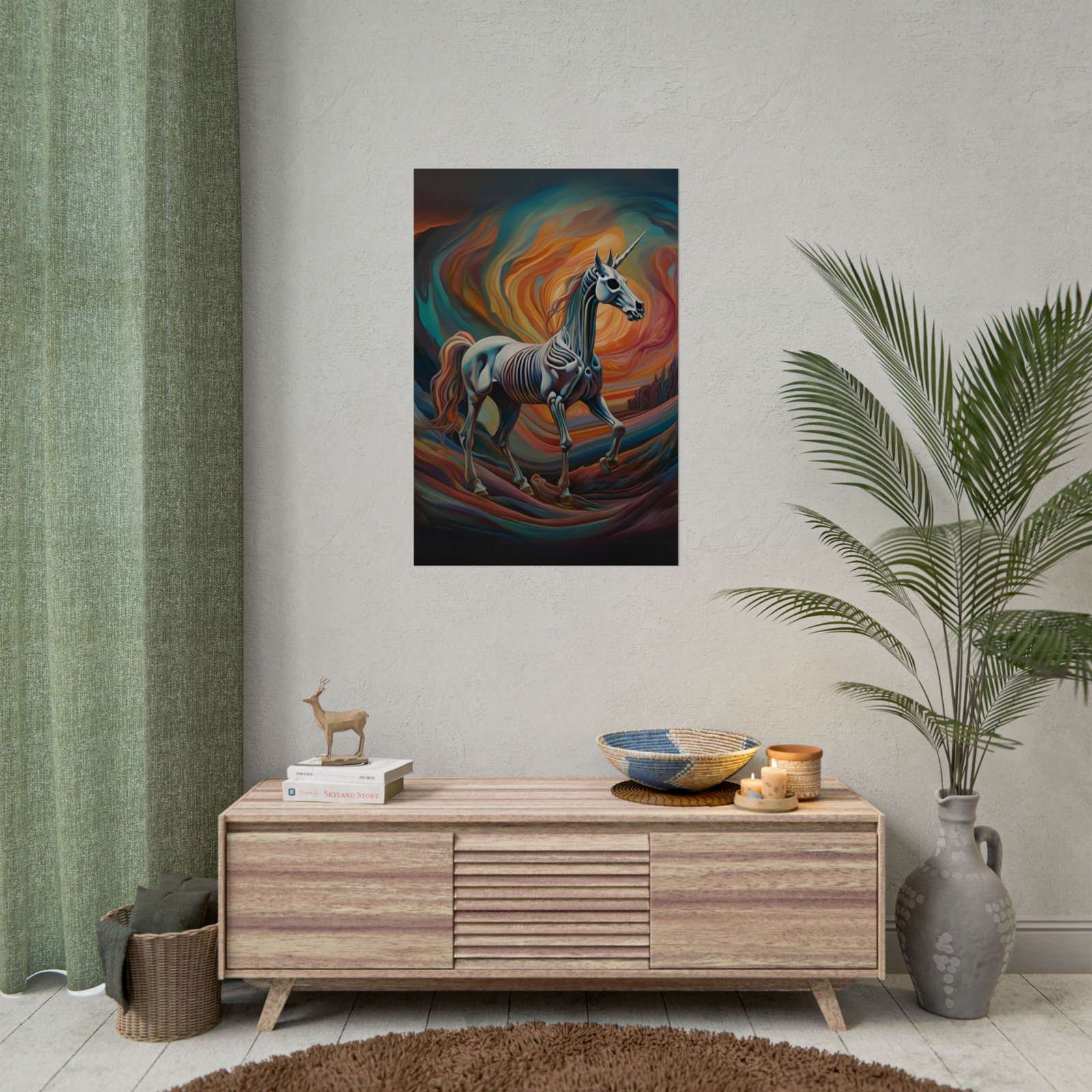 Surreal Unicorn Skeleton Fantasy Poster - Image 4