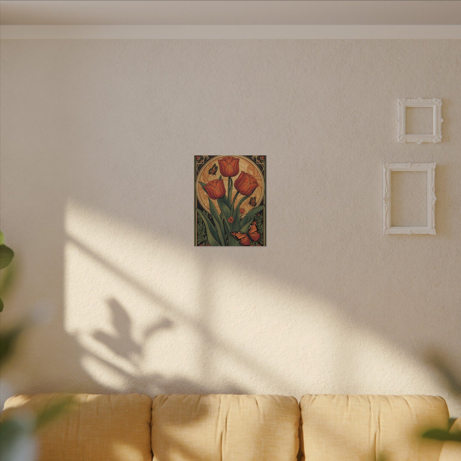Vintage Tulip & Monarch Canvas Print 16x20" - Image 3