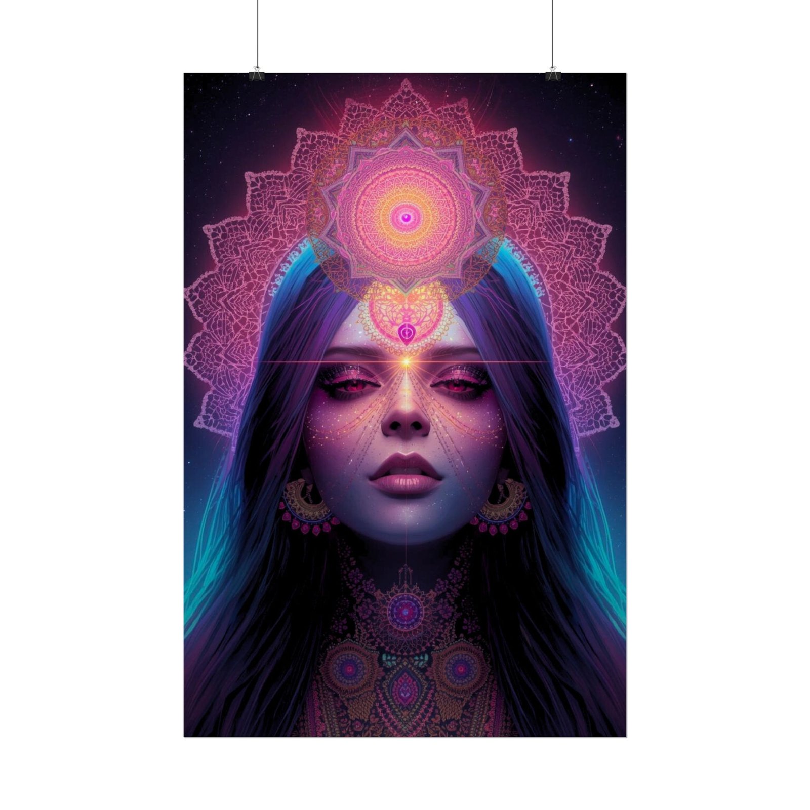 IS_6571 Mystic Mandala Woman Rolled Poster — Psychedelic Boho Art Print - Image 2