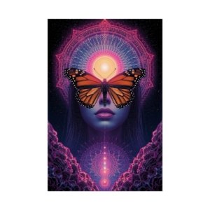 IS_6671 Psychedelic Monarch Butterfly Rolled Poster — Visionary Woman Spiritual Wall Art