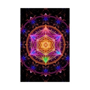IS_6610 Sacred Geometry Rolled Poster — Neon Metatron Star Wall Art