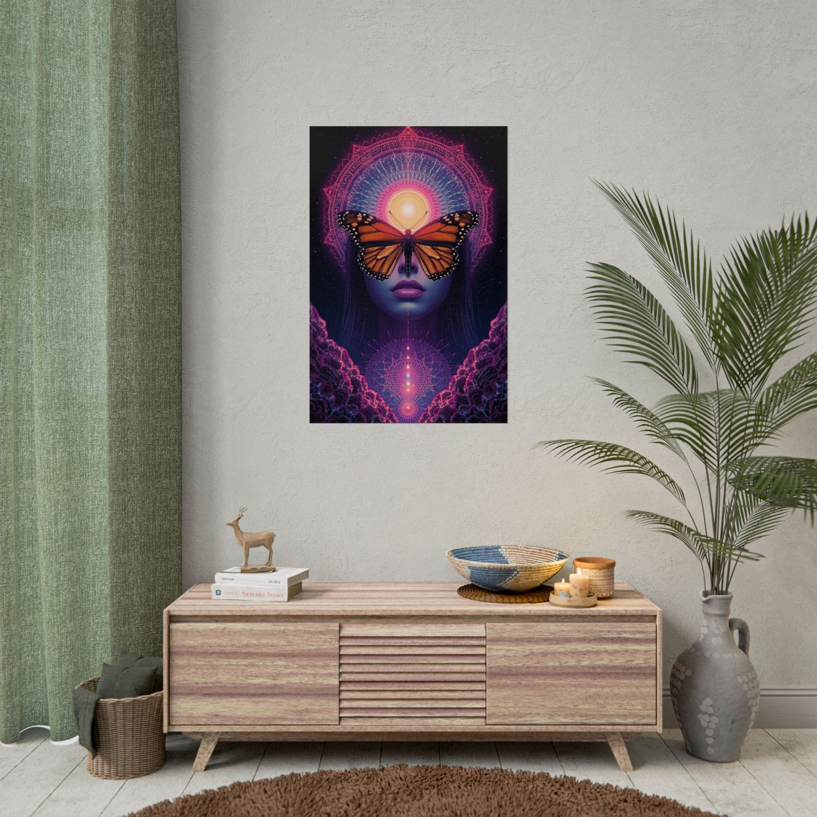 IS_6671 Psychedelic Monarch Butterfly Rolled Poster — Visionary Woman Spiritual Wall Art - Image 3