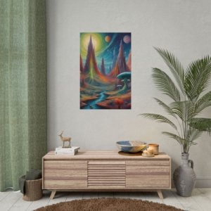 IS_0098 Dreamy Sci-Fi Landscape Rolled Poster - Cosmic Art Decor