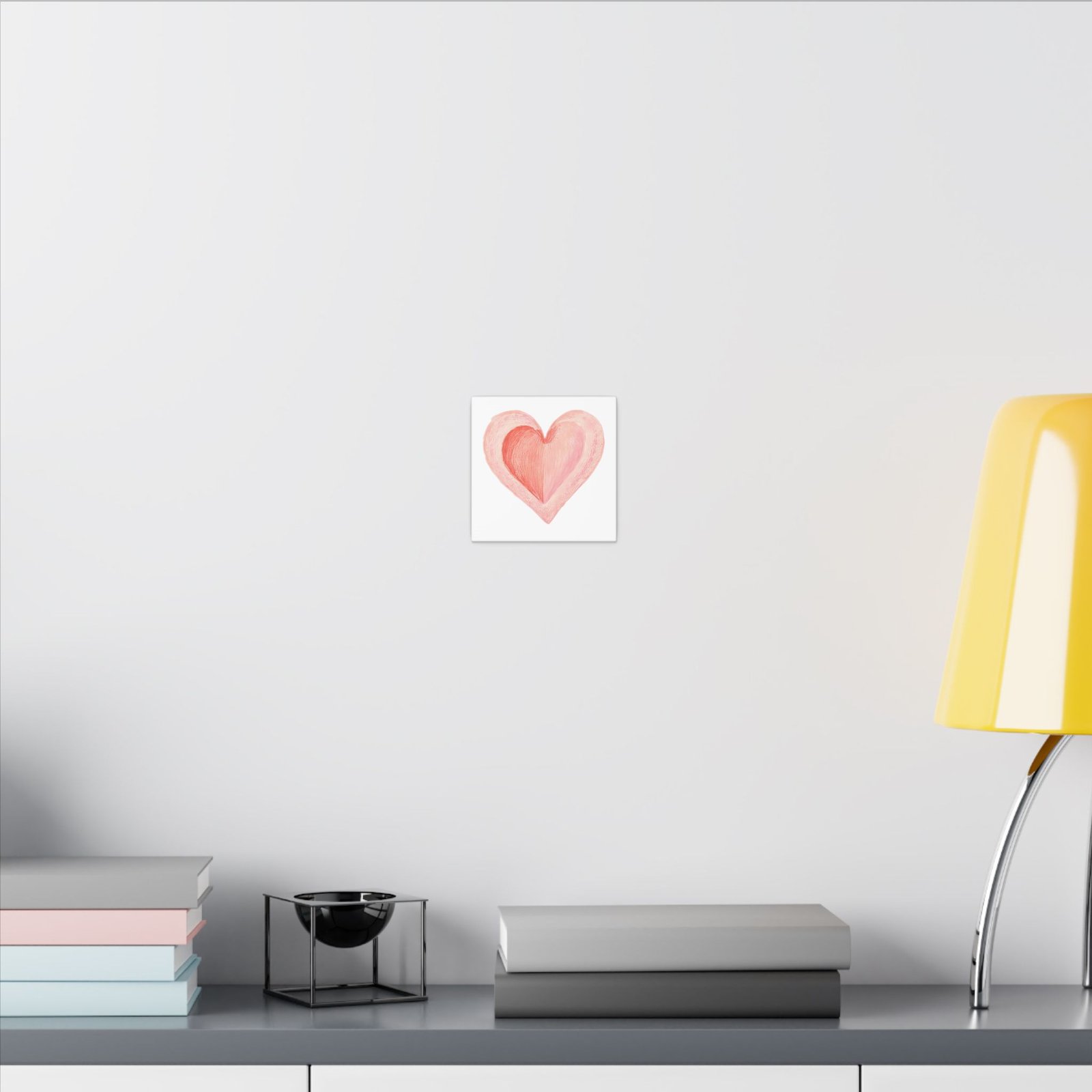 Romantic Pink Watercolor Heart Matte Canvas Wall Art - Image 4