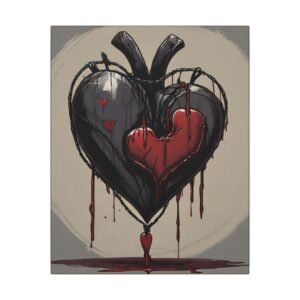 Gothic Black Heart Matte Canvas 16x20"