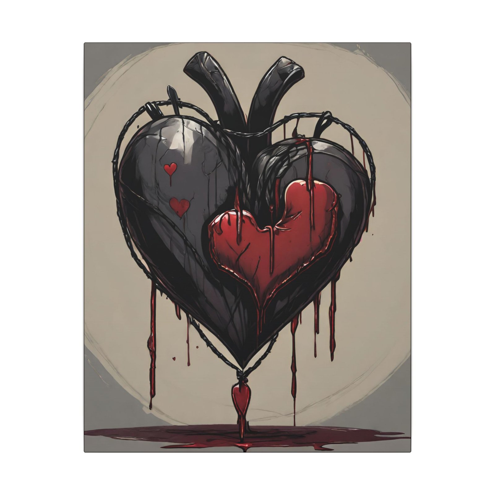 Gothic Black Heart Matte Canvas 16x20"