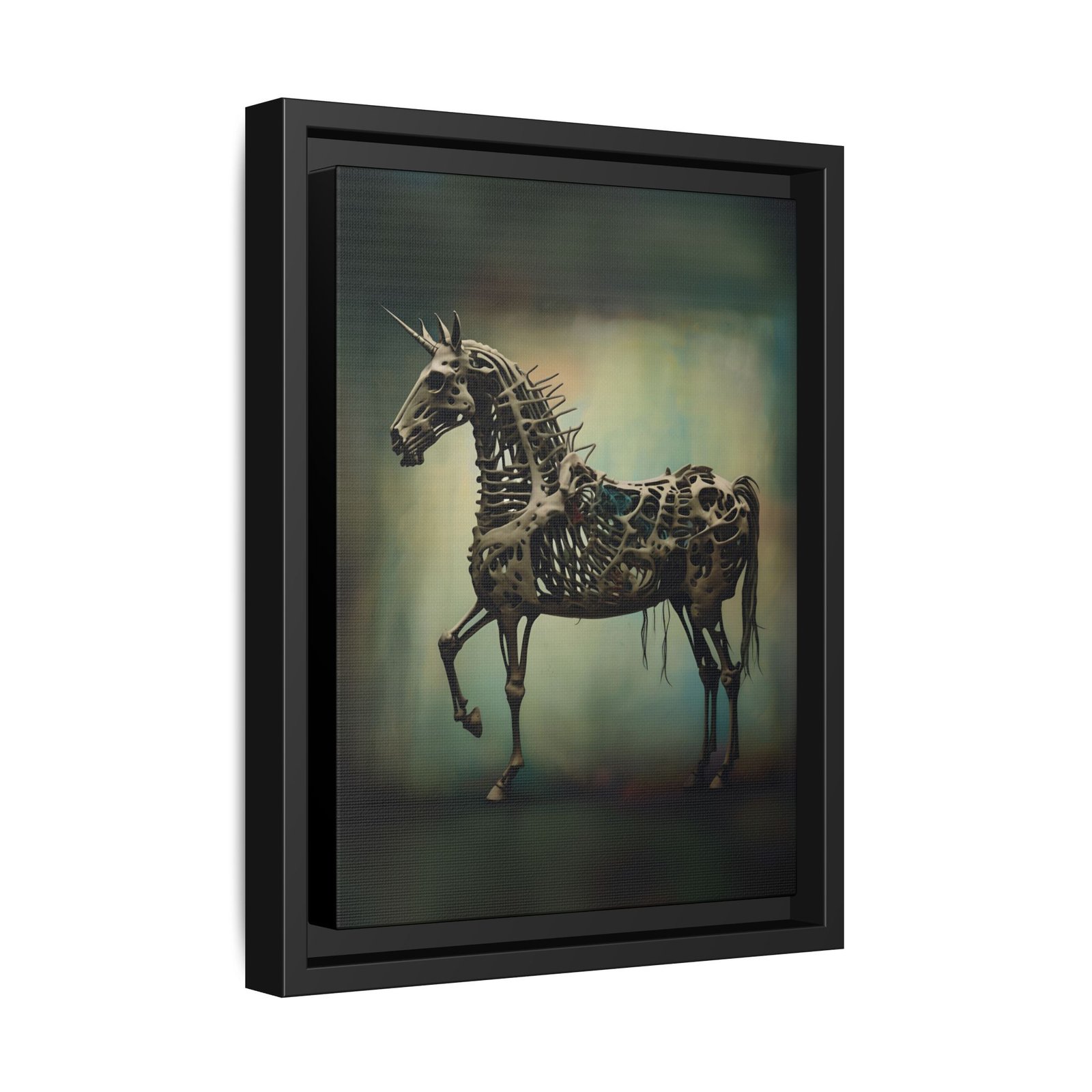 Steampunk Unicorn Skeleton Canvas FRAMED 9x12" - Image 2
