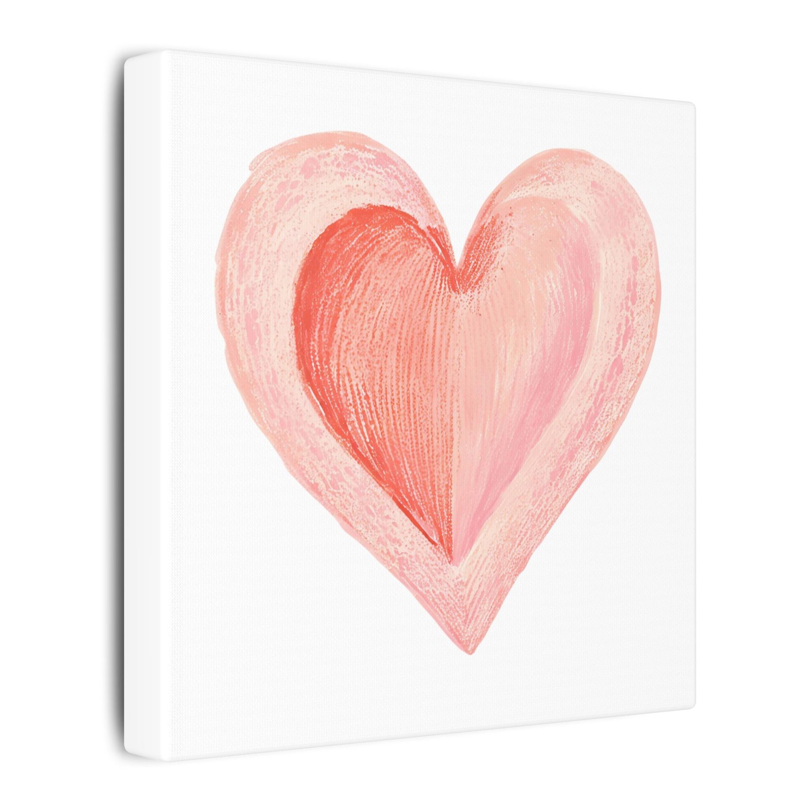 Romantic Pink Watercolor Heart Matte Canvas Wall Art - Image 2
