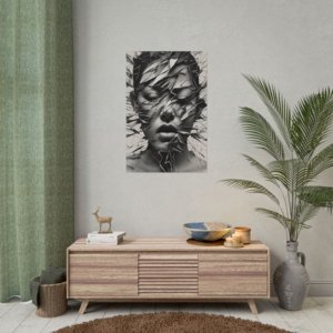IS_3930 Artistic Rolled Poster – Abstract Shattered Face Design