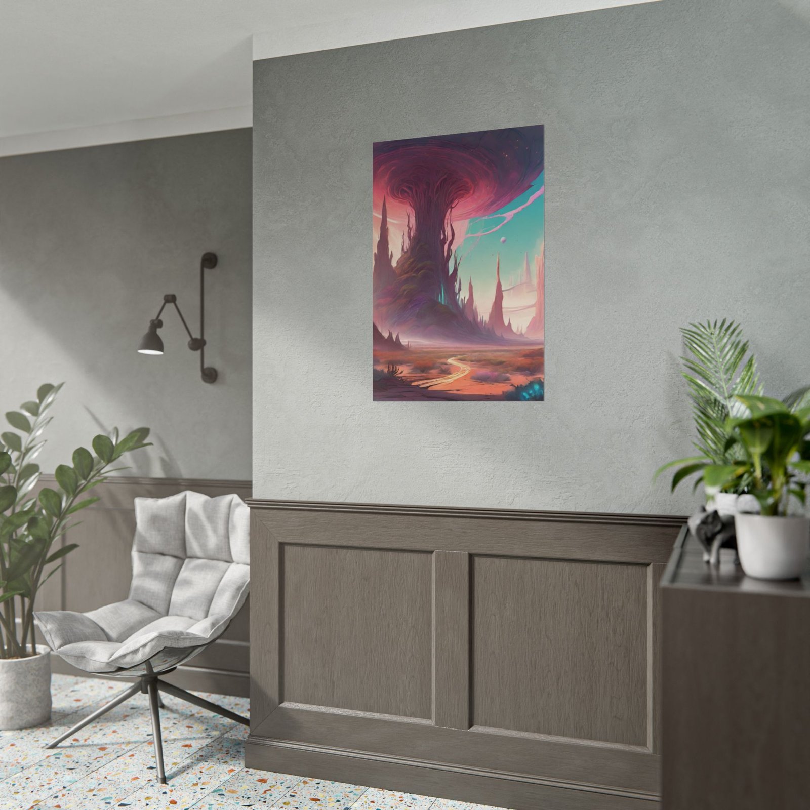 Dreamy Cosmic Fantasy Landscape Rolled Poster - Image 3