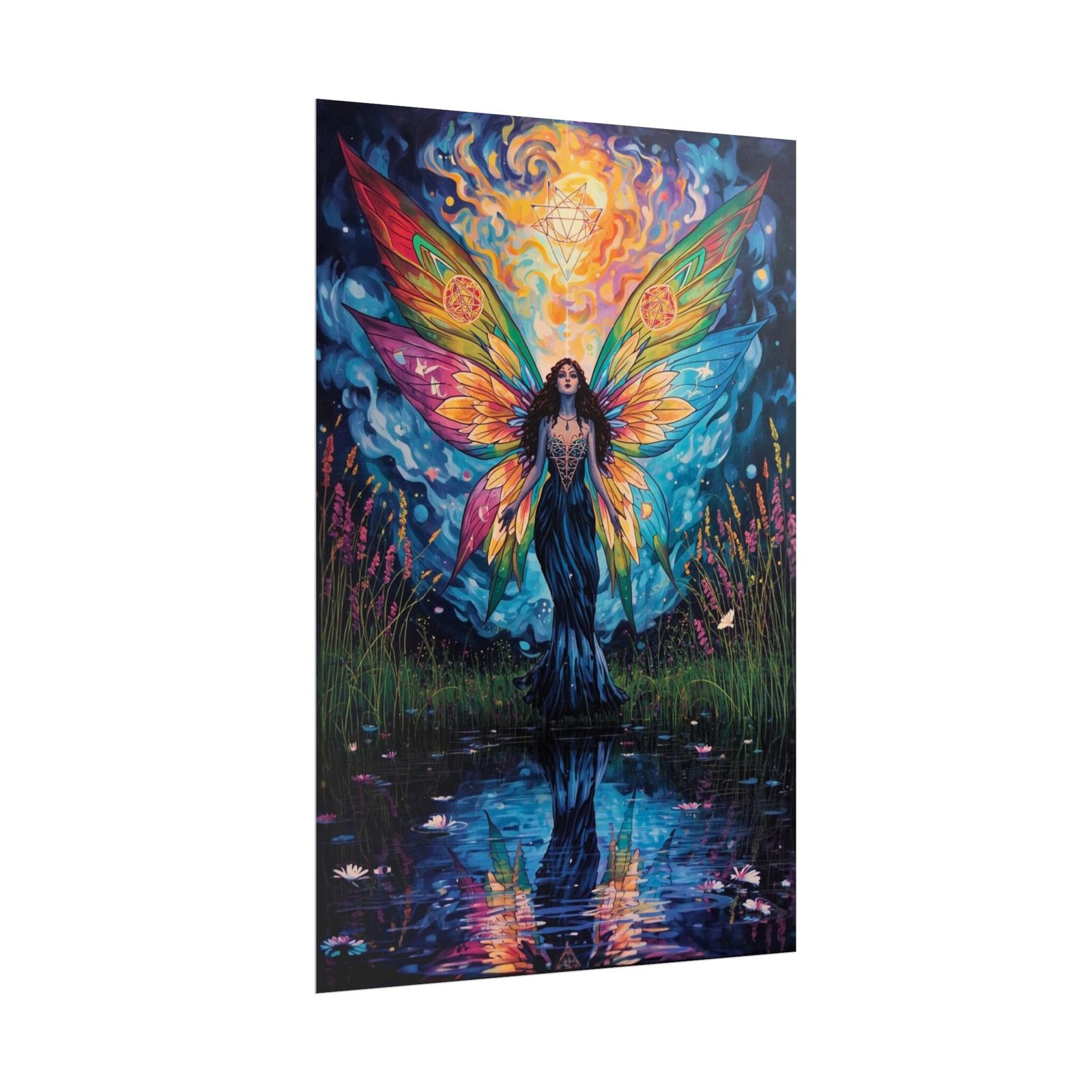 IS_6664 Fairy Reflection Rolled Poster — Colorful Fantasy Butterfly Woman Wall Art - Image 2