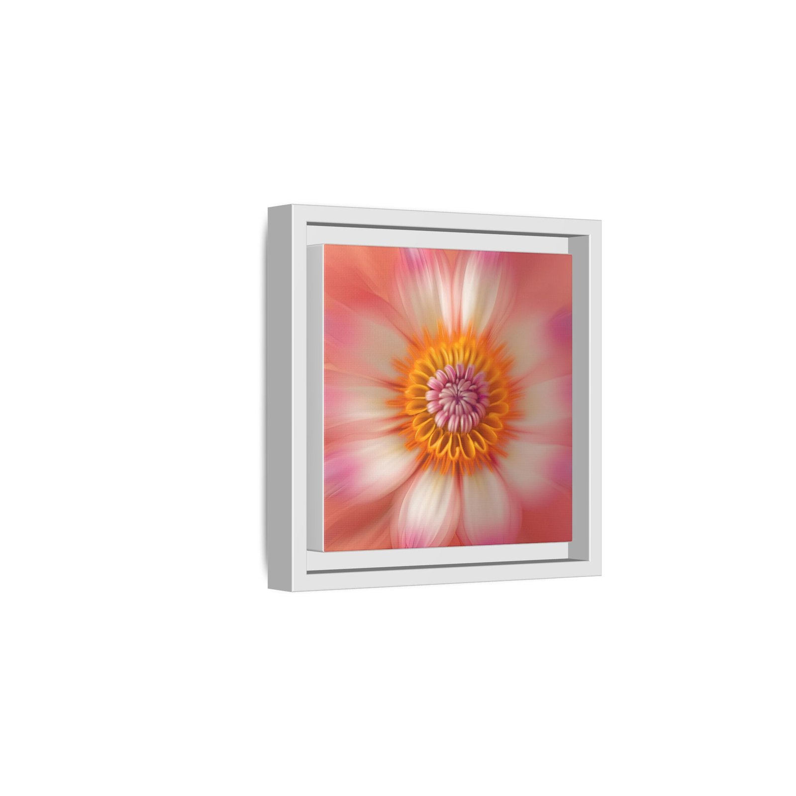 IS_4871 Framed Floral Burst Matte Canvas Wall Art — Pink & Peach Abstract Flower - Image 8