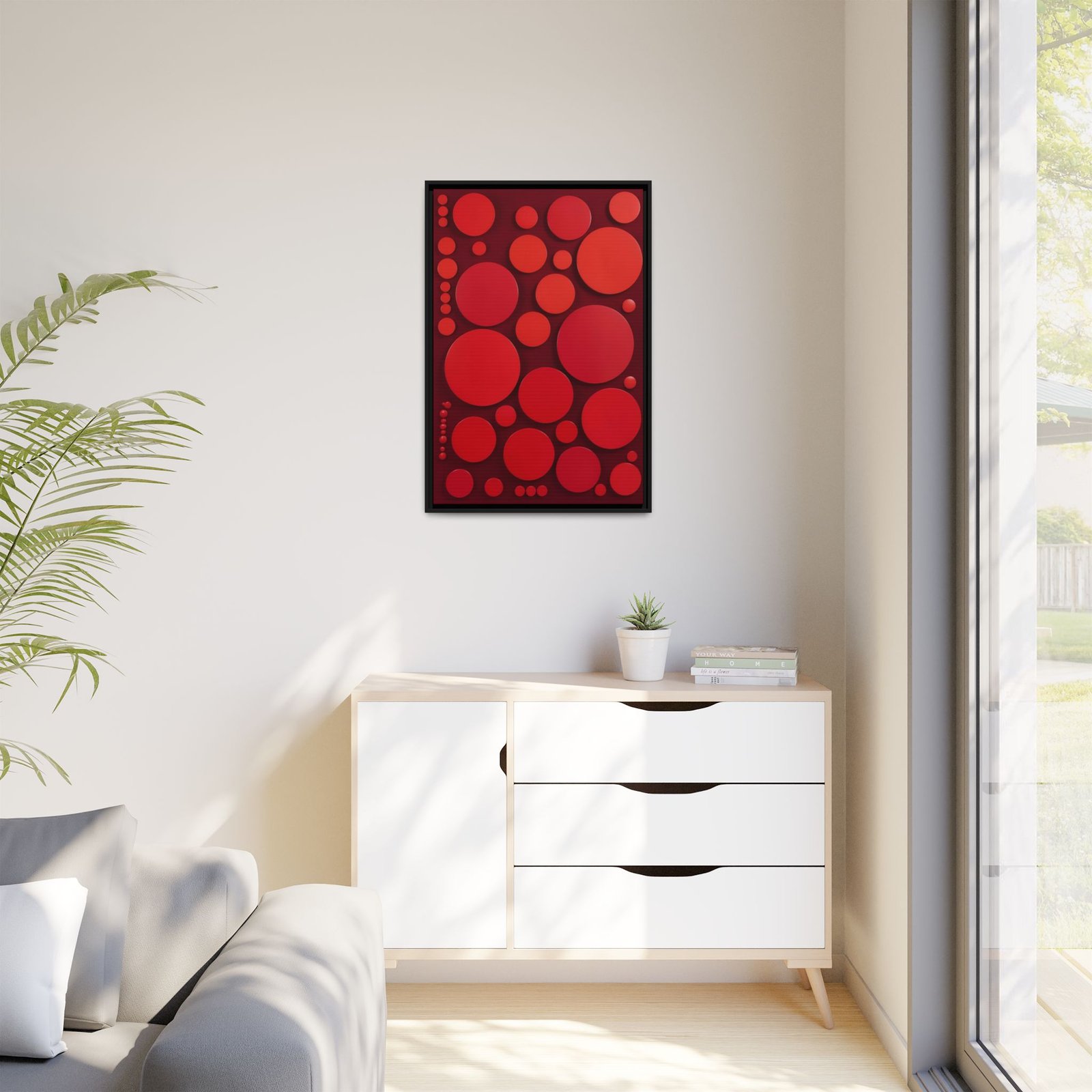 Suprematism Red Bubble Abstract Canvas FRAMED 24x36" - Image 3