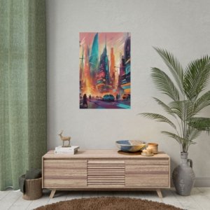 IS_0121 Futuristic Cityscape Rolled Posters - Vibrant Urban Art for Home Décor