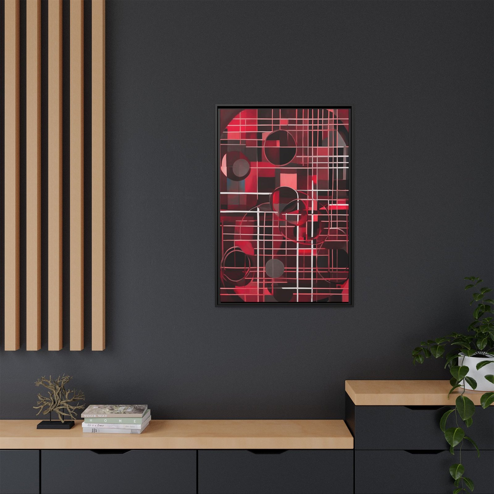 Suprematism Abstract Red Geometric Canvas FRAMED 24x36" - Image 4