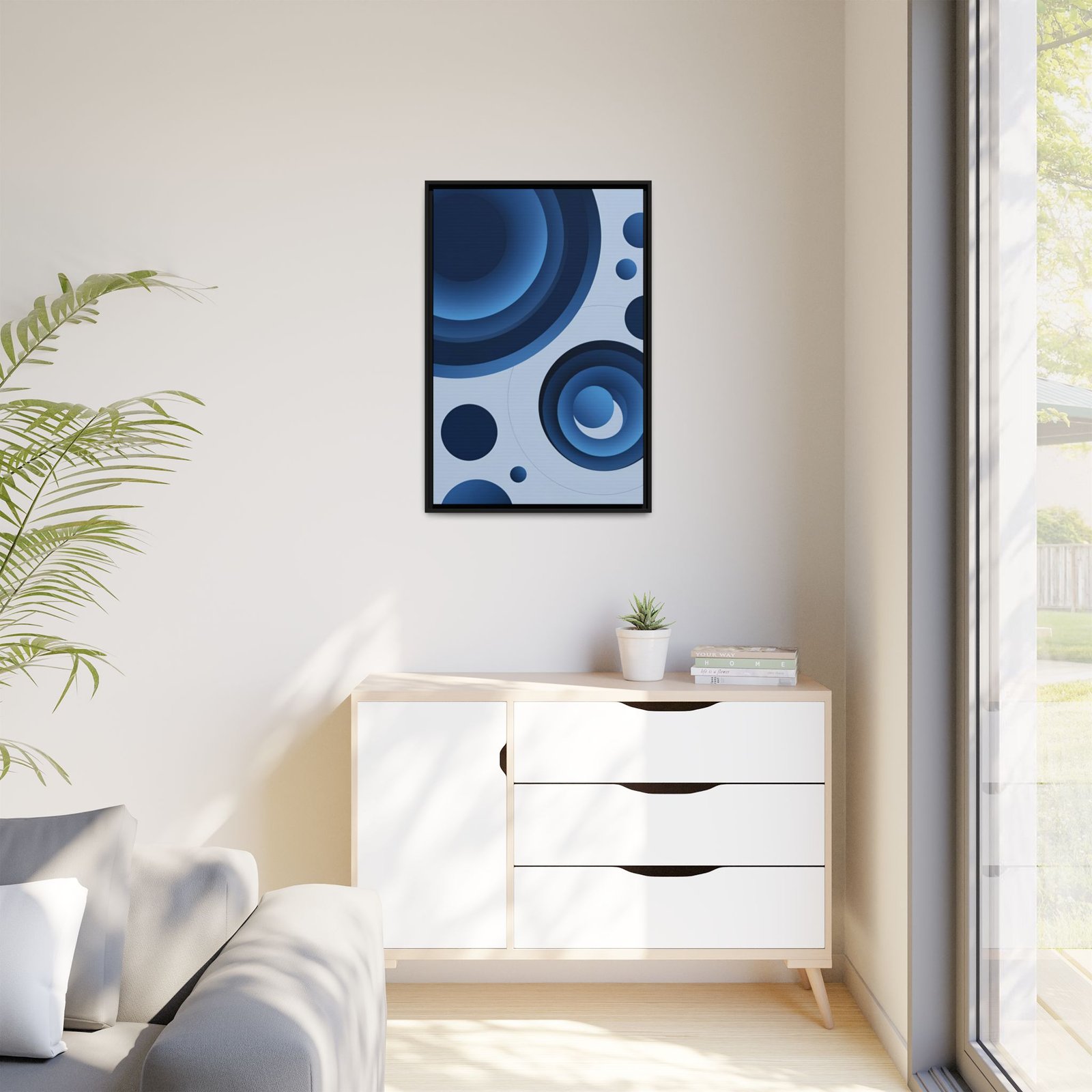 Suprematism- Blue Abstract Concentric Circles FRAMED 24x36" - Image 5